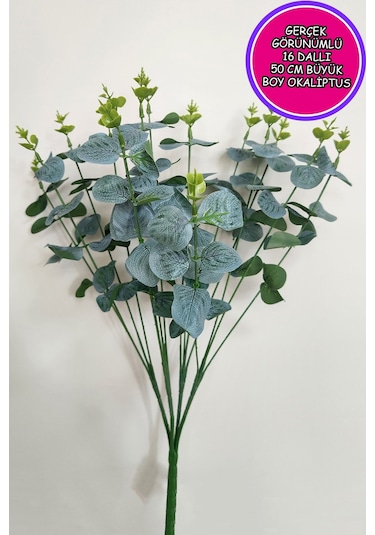 Gerçek Görünümlü 4 Demet 16 Dallı Okaliptus Yapay Çiçek Bitki 1.sınıf Kalite