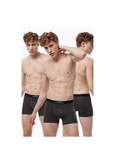 Malabadi Erkek Antrasit 3 Lü Pamuk Elastan Boxer 3m075 Antrasit