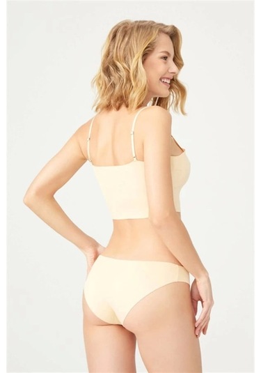 Cottonhill Siyah Klasik Basic Lazer Kesim Kadın Bikini Külot-0462-ten Ten