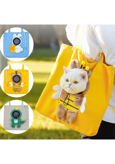 Pet Out Çanta Crossbody Tote Kedi Çantası Küçük Köpek Genişletilebilir Omuz Çantası, Boyut: L Sarı Arı