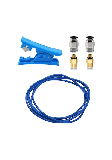 Monyee 3d Yazıcı Parçaları: 2m Mavi Ptfe Boru 4mm 2mm + Kesme Kılıfı + 2 Adet Pc4-m6 Ve 2 Adet Pc4-m10 Bağlantı Elemanı Seti