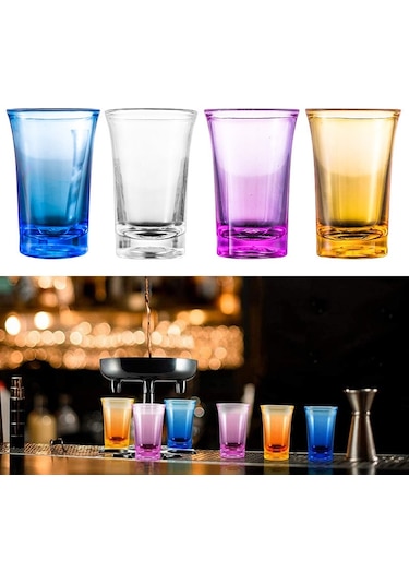 Sones 35ml Bar Partisi Akrilik Renkli Bardak Mini Likör Bardağı, Renk: Mavi