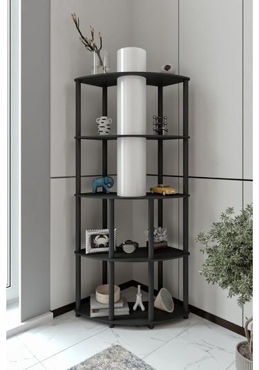 Ravilo Conrad Dekoratif Raflı Lambader Siyah Siyah