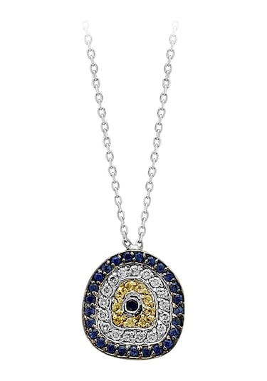 Sirius Safir ve Pırlanta Taşlı Nazar Boncuklu Kolye 0801P0019