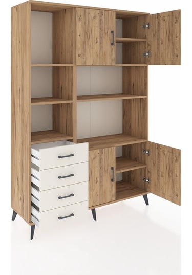 Hyperion Dolap 8 Raflı 4 Çekmeceli 4 Kapaklı 132x44x195 Çam-ç... Çam