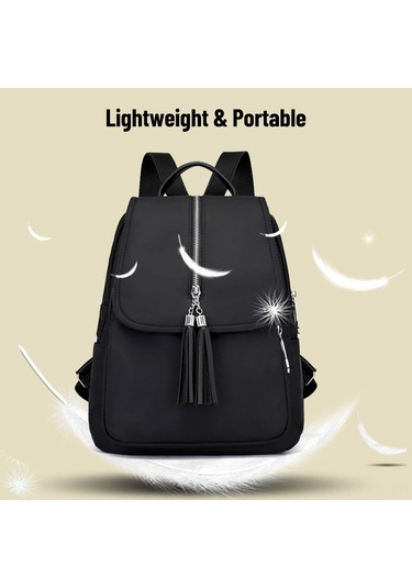 Fosenze Kadınlar İçin Sırt Çantası, Su Geçirmez Nilon Oxford Kumaş, Anti-hırsızlık Cep, Tassel Tasarım, Seyahat Ve Günlük Kullanim İçin Siyah Çok Renkli