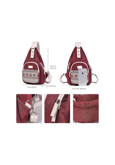 Mini Kadın Sling Çanta Göğüs Omuz Sırt Çantası Tuval Günlük Sırt Gri