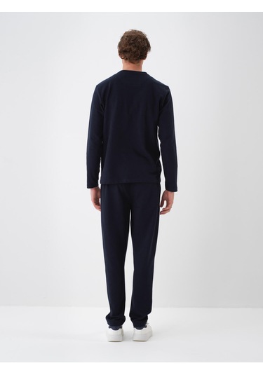 Lacivert Pamuk Dokulu Regular Fit Sweat Pantolon 380187 Lacivert