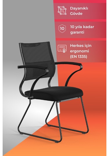 Ergolife Sit Air Bekleme Koltuğu Metal Ayaklı, Bel Destekli, Fileli, Siyah, Toplantı Sandalyesi -572.60.1.6a5 Çok Renkli