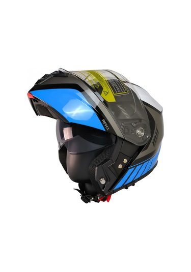 Motoanl Güneş Vizörlü Ece 22.06 Sertifikalı New Motor Kaskı V2 Wx91 Siyah Mavi