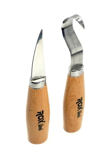 Rox Wood 4505 Ahşap Kaşık Kuksa Oyma Bıçak Seti 2  Parça