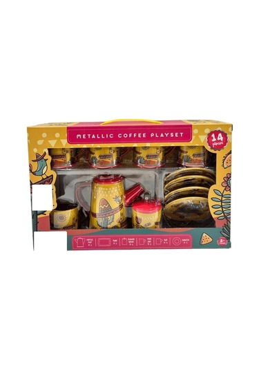 14 Parça Oyuncak Metal Çay Seti