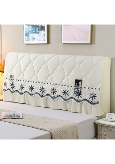 Sones Yatak Başı Her Şey Dahil Çarpışma Önleyici Kapitone Kalın Kumaş Koruyucu Kılıf, Boyut: 60x120cm Sekiz Yapraklı Bej