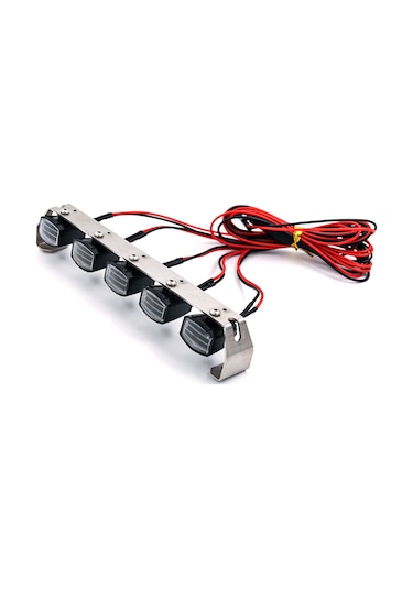 Kosona 1/10 Traxxas Trx-4 Ve Scx10 90046 İçin Siyah+gümüş 5 Led Işık Çubuğu Gerçekçi Gece Sürüşü