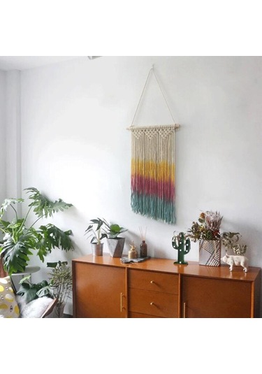 Homyl Makrome Duvar Askısı Renkli Yılbaşı Vurguları Bohem