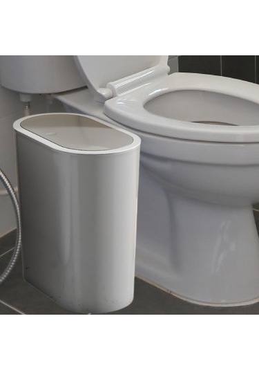 Pazly Taşınabilir Suntek Sepeti Kutusu Kapaklı Gri Ev Çöp Çöp Banyo Ls Gri