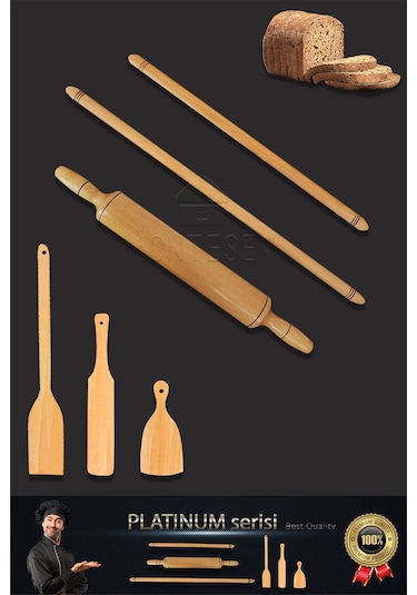 Platinum Serisi Ahşap Hamur Açma Oklavası Merdane Börek Seti 6 Lı