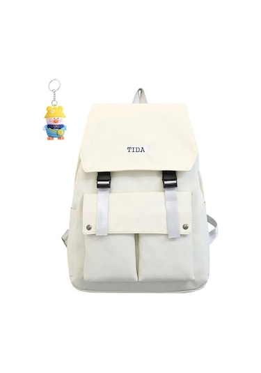 Szypzstore Sırt Çantası Büyük Kapasiteli Ortaokul Ve Lise Öğrencileri Okul Çantası Basit Seyahat Wlmvsc Beyaz