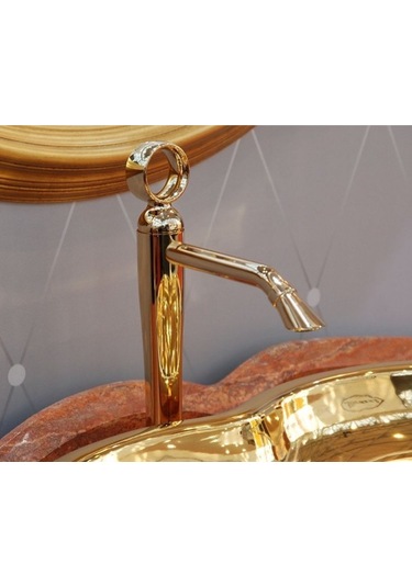 İtalyan Webert Opera Yüksek Lavabo Bataryası - Altın - Sifon Kumandalı