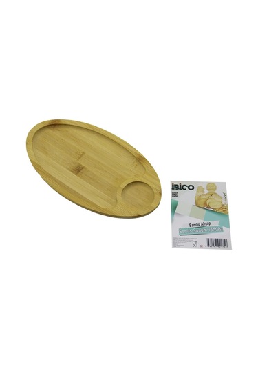 Oval 2 Bölmeli 1+1 Ahşap Bambu Servis Sunum Tepsi - Tahtası Mini Tepsi 25 X 14 X 1.4cm 5365 Çok Renkli