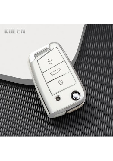 Vw Taigo Uyumlu Anahtar Kılıfı Beyaz Renk