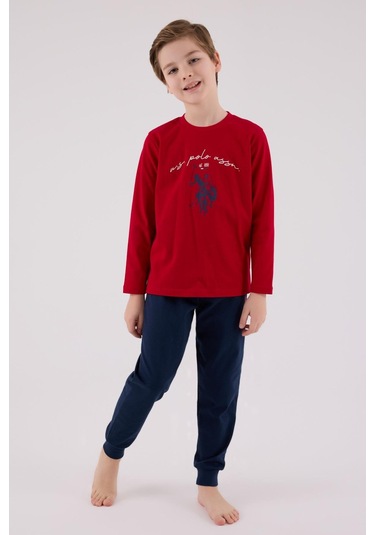 U.s. Polo Assn. Erkek Çocuk Uzun Kol Pijama Takım Kırmızı-1816 Kırmızı