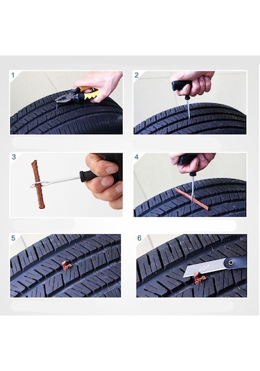 Deluxe Tire Plug Kiti Patlak Lastik Tamir Seti 6 parça