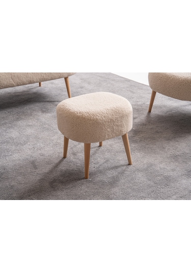 Barel Özel Tasarım Çay Seti, Berjer Ve Puf Ofis Balkon Cafe Bahçe Salon Mobilyası 2 Li Takım Vizon Vizon