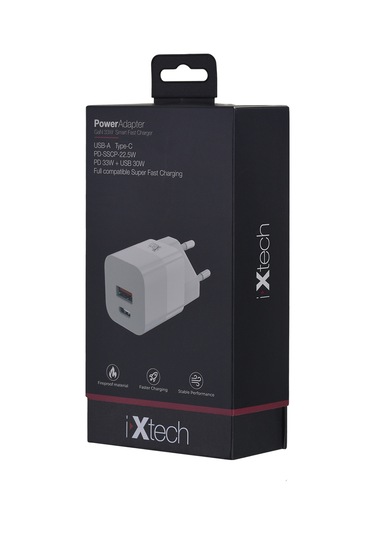 İxtech 33W Akıllı Hızlı Şarj Cihazı Beyaz - IX-HC1