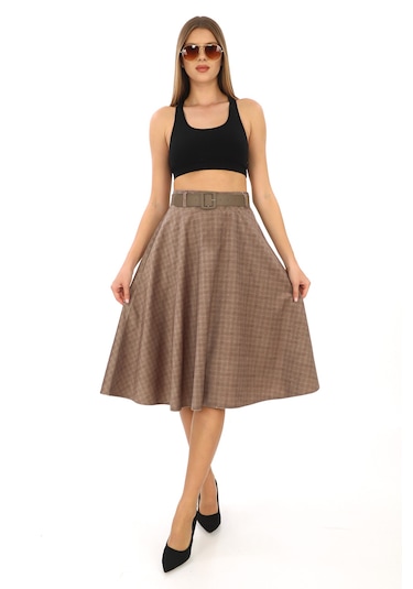 Soralline Kadın Etek Kışlık Kloş 780fantazi Bej