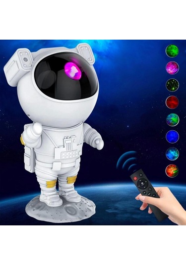 Uzaktan Kumandalı Ve Zamanlayıcılı Farklı Renk Işık Modlu Astronot Projektör Gece Lambası Diğer