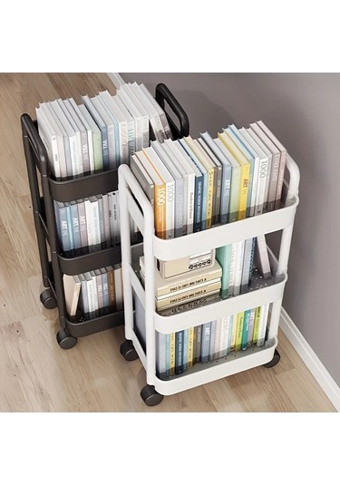 Tongxida Çok Yönlü 3 Katmanlı Beyaz Plastik Depolama El Arabası, Çok Renkli, Uygun Herkes İçin Çok Renkli