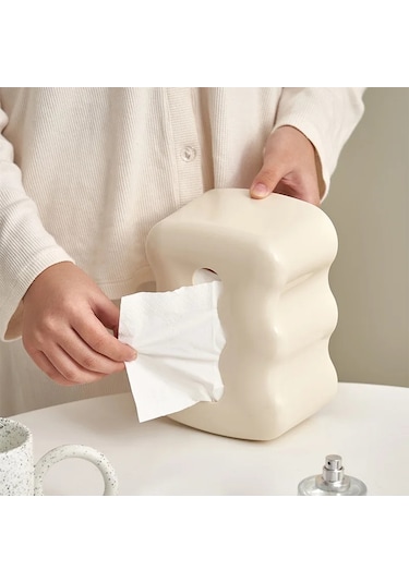 Bej-iskandinav Dekoratif Doku Kutusu Ev Yurt Banyo Kağıt Tutucu Sevimli Sehpa Başucu Peçete Doku Dispenseri Bahar İle