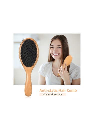 Yifomall Doğal Ahşap Domuz Kılı Saç Fırçası: Saç Bakımı Ve Masaj İçin Ergonomik Tasarım