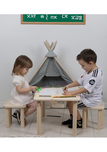 Montessori Çocuk Aktivite Masası Seti - Boyasız, Naturel Montessori Çocuk Aktivite Masası Seti - Boyasız, Naturel