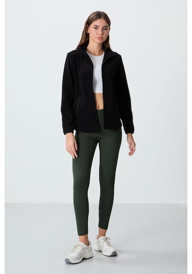 Rahat Form Dik Yaka 2li Paket Siyah-çağla Kadın Polar Sweatshirt - 97173 Siyah - Yeşil