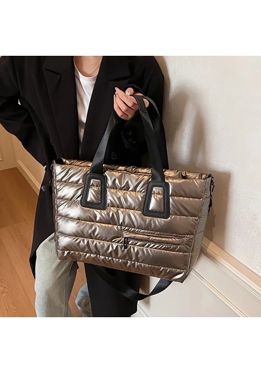 Gateesat Silvery Two Piece Set 2 Parça Büyük Kapasiteli Sportör Çapraz Body Fitness Çanta Gümüş İki Parça Takım Elbise