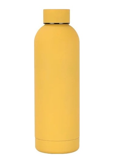 Paslanmaz Çelik 500 Ml Küçük Ağızlı Şişe Açık Spor Araba Taşınabilir Termos Sarı