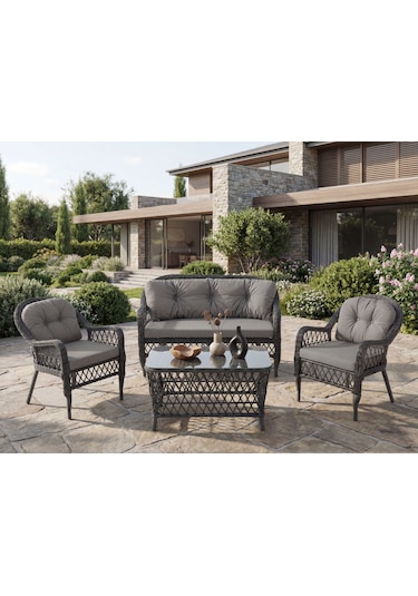 Beypazarı 2+1+1+sehpa 60 90 Baklon Bahçe Mutfak Takımı Gri