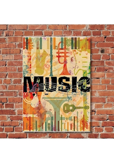 Vintage Müzik Esintisi Dekoratif Mdf Poster