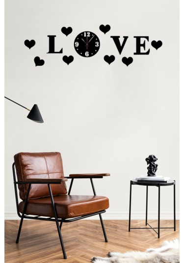 Love Ahşap Duvar Saati Dekorasyon Seti