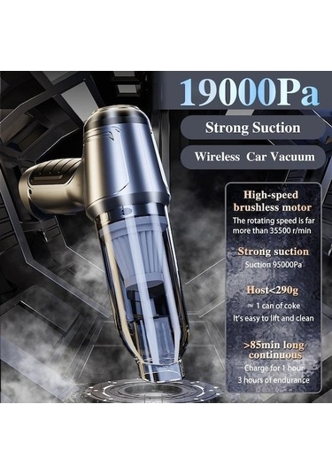 Tongxida 2024 Model Gri Araç İçi Kablosuz Süpürge - Emme/üfleme, 2 Fonksiyonlu