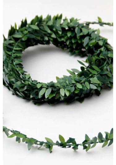 Tel Yaprak Şerit Yapay Taç Sarmaşık Süs 3mt 3mt Ledli Yeşil