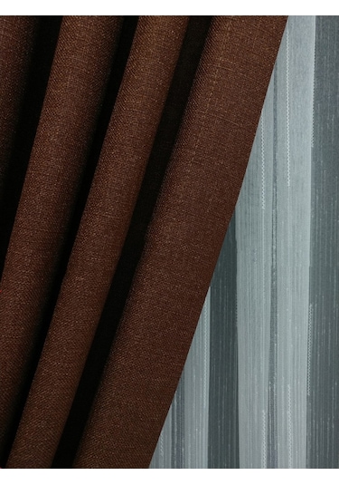 Evdepo Home Keten Sütlü Kahve Fon Perde Tek Kanat Sütlü Kahverengi