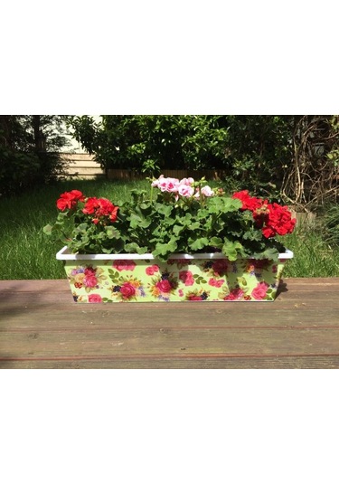 10 Adet 60Cm Plastik Saksı - Güllü Balkon Saksısı Cam Önü Saksı