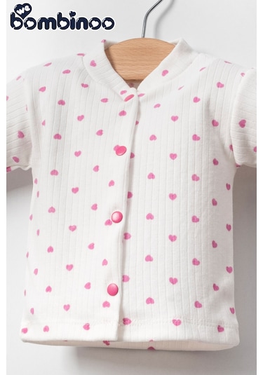 Yeni Doğan Pembe Kalpli 5 Parça Zıbın Set Hastane Cıkışı Pembe