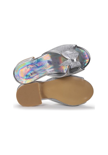 Unicorn Kız Çocuk Topuklu Simli Abiye Terlik Lila