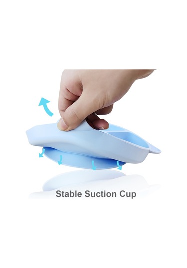 Moveevo Bebekler İçin Silikon Sünger Tabağı, Çocuk Ütü Ve Çatal Seti, Taşınabilir Yemek Gereci, Gri Renk Gri