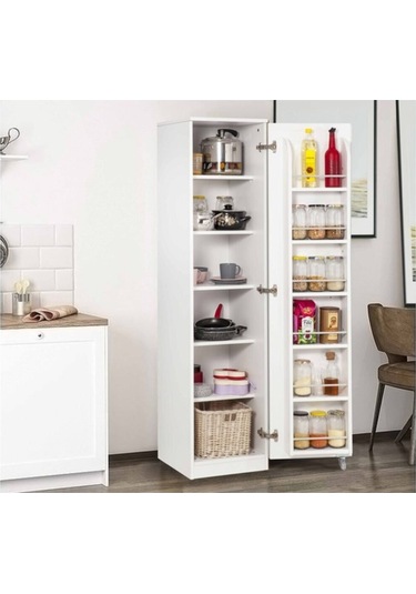 Beyaz Çok Amaçlı 165 Derece Açılabilir Tek Kapaklı Kiler Dolap