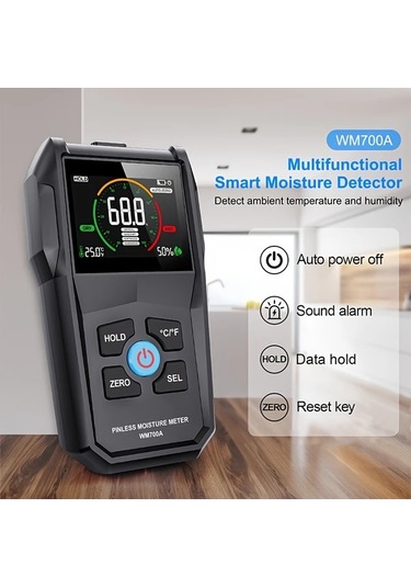Honeybeeshop Wm700a Lcd Ekranlı Temassız Ahşap Nem Ölçer Indüktif Sıcaklık Nem Algılama Darbeye Dayanıklı Kaymaz Pille Çalışır